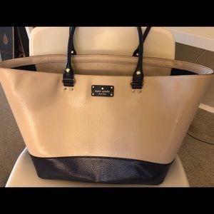 Large Kate Spade shoulder bag cream and blue